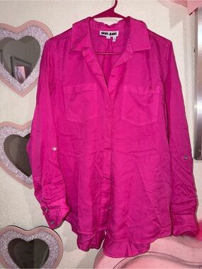 DKNY Jeans Hot Pink Button-Down Shirt M